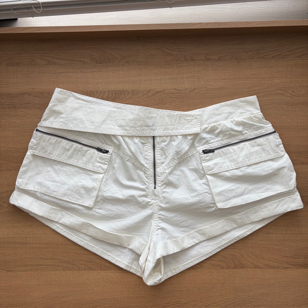 Free People Movement In the Lead Cargo Shorts White Utility Activewear Women L